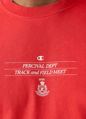 Track And Field Raw Hem T Shirt Champion X Percival Red