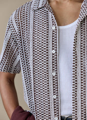 Hugh Crochet Boxy Shirt | Cotton Blend | Brown