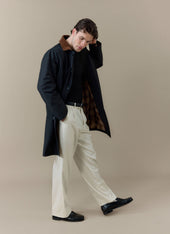 Cord Collar Relaxed Trench Coat | Cotton | Black