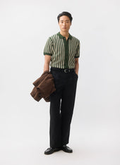 Collins Micro Cable Knitted Shirt Cotton Green