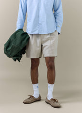 Striped Tailored Shorts Linen Blend