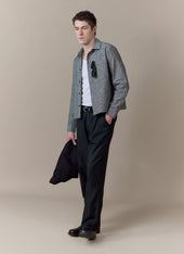 Textured Boxy Shirt Cotton Grey