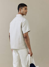 Striped Boxy Shirt Linen Blend