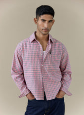 Hinsley Checked Boxy Shirt | Cotton | Pink