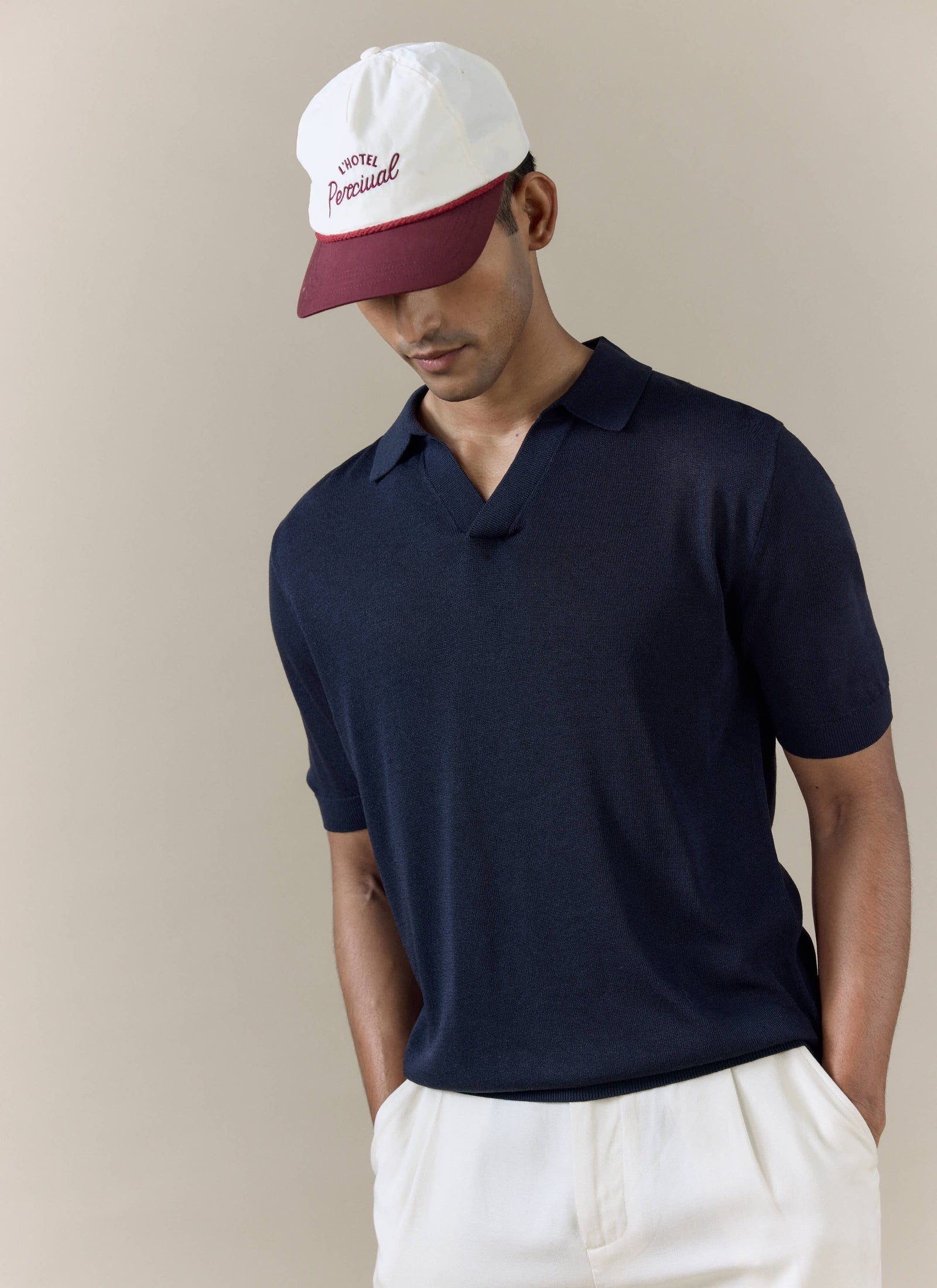 Laurence Knitted Polo Linen Lyocell Blend