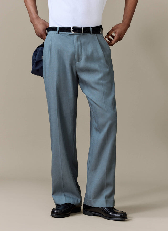Pleated Leg Trousers | Lyocell | Slate Blue