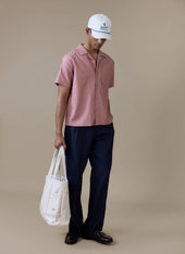 Short Sleeve Cuban Shirt Linen Pink