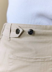 Lungo Herringbone Straight Trousers | Cotton | Cream