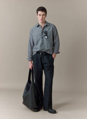 Textured Boxy Shirt Cotton Grey
