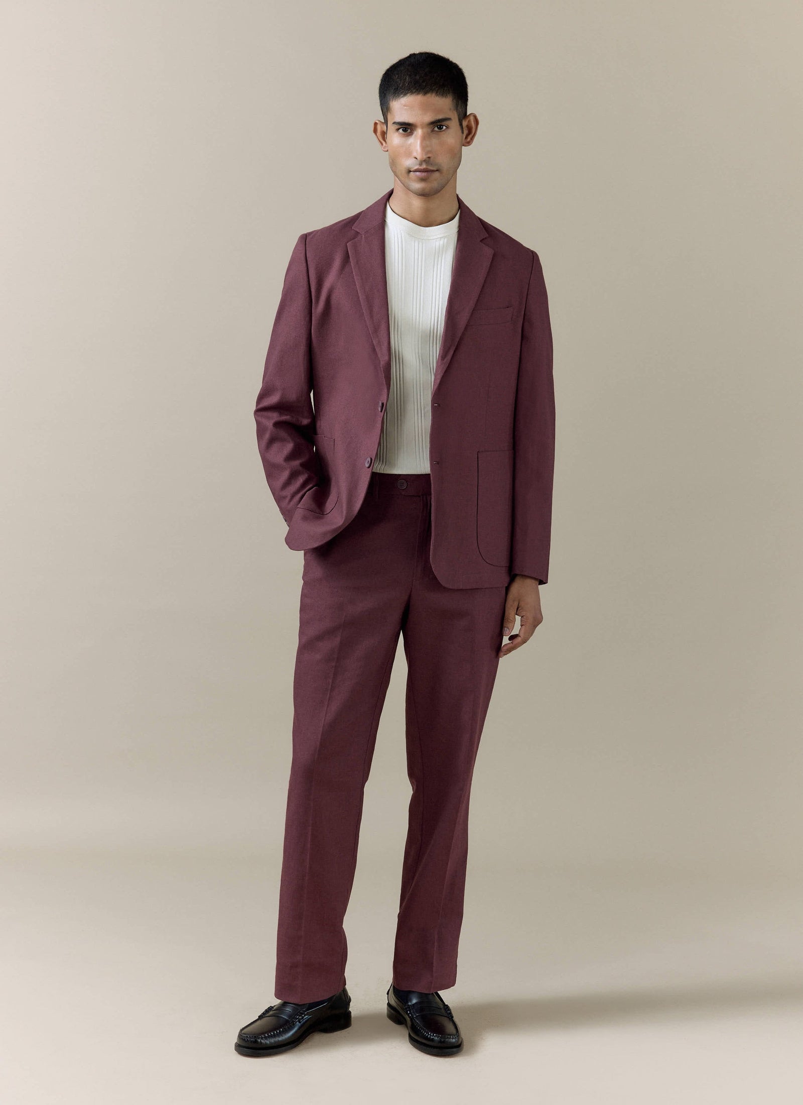Tailored Blazer Linen Merlot