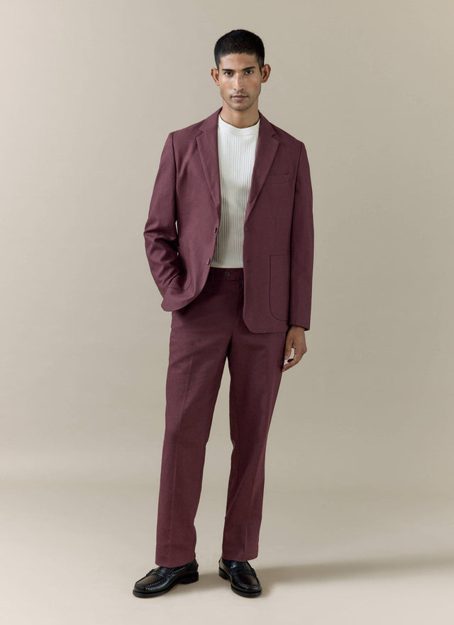 Tailored Blazer | Linen | Merlot