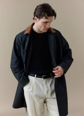 Cord Collar Relaxed Trench Coat | Cotton | Black