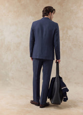 Tailored Linen Blazer | Navy