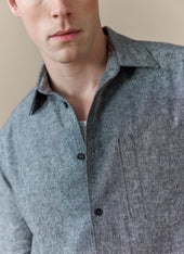 Textured Boxy Shirt Cotton Grey