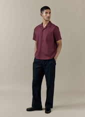 Short Sleeve Cuban Shirt Linen Merlot