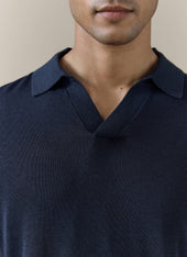 Laurence Knitted Polo Linen Lyocell Blend