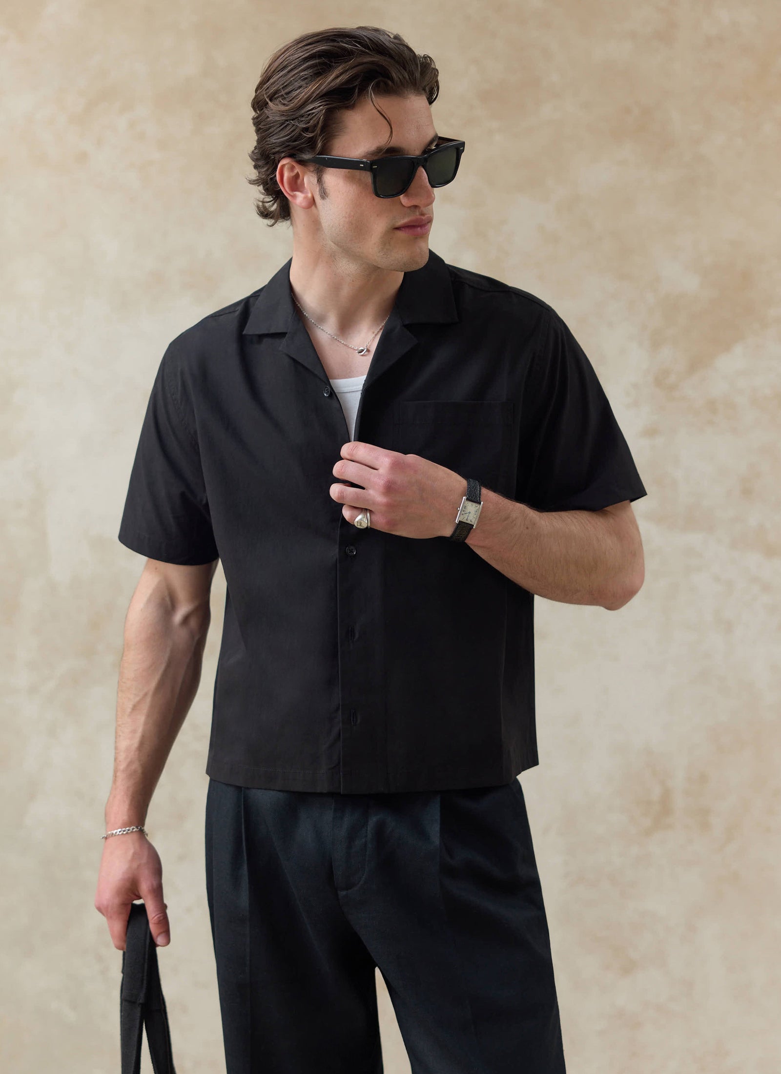 Daniel Boxy Cuban Shirt | 100% Cotton | Black