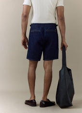 Blake Double Pleated Denim Shorts Cotton