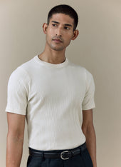 Leon Slim Ribbed T Shirt Cotton