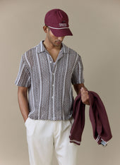 Hugh Crochet Boxy Shirt | Cotton Blend | Brown