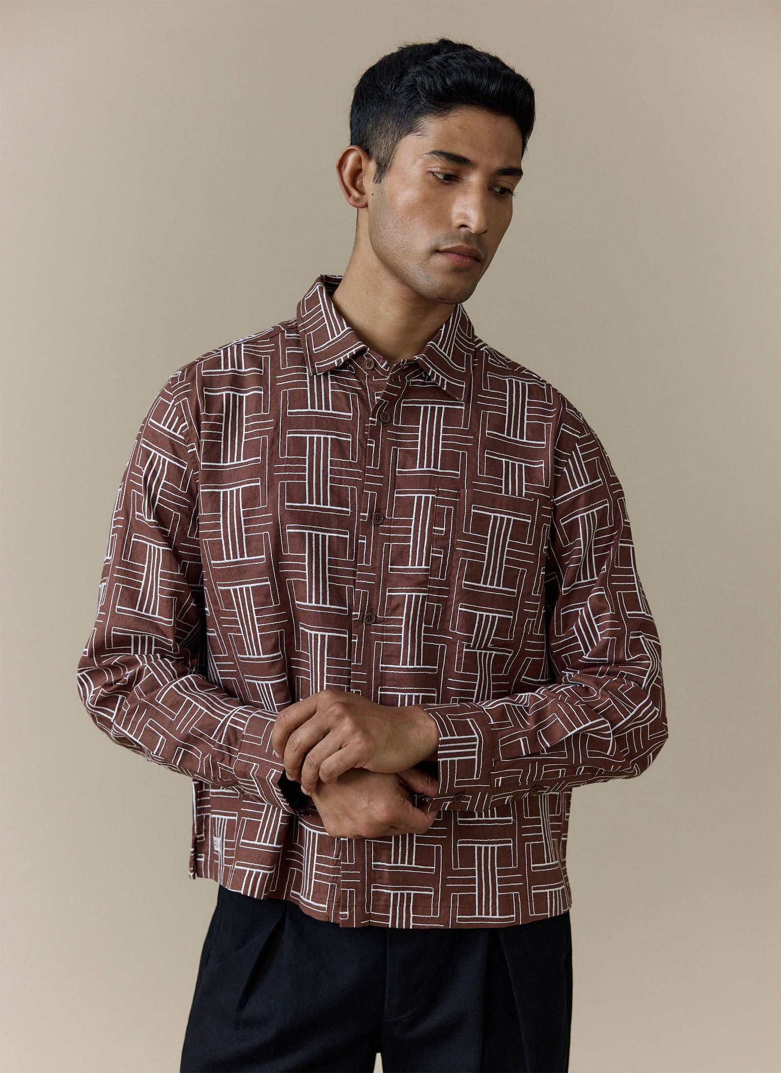 Sashiko Boxy Shirt Cotton