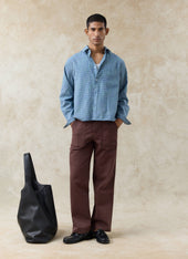 Lungo Herringbone Straight Trousers Cotton