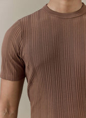 Leon Slim Ribbed T Shirt Cotton