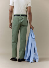 Lungo Herringbone Straight Trousers Cotton