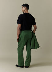 Pleated Tailored Trousers | Linen | Forest