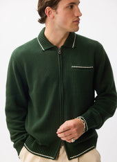 Gardner Dense Knitted Zip Cardigan Cotton