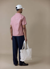 Short Sleeve Cuban Shirt Linen Pink