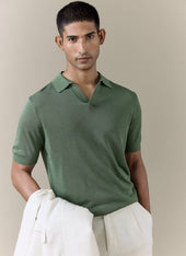 Laurence Knitted Polo Linen Lyocell Blend