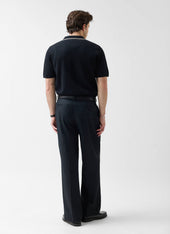 Contrast Trim Regular Knitted Shirt Wool