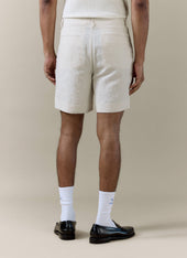 Pleated Tailored Shorts | Linen | Cream