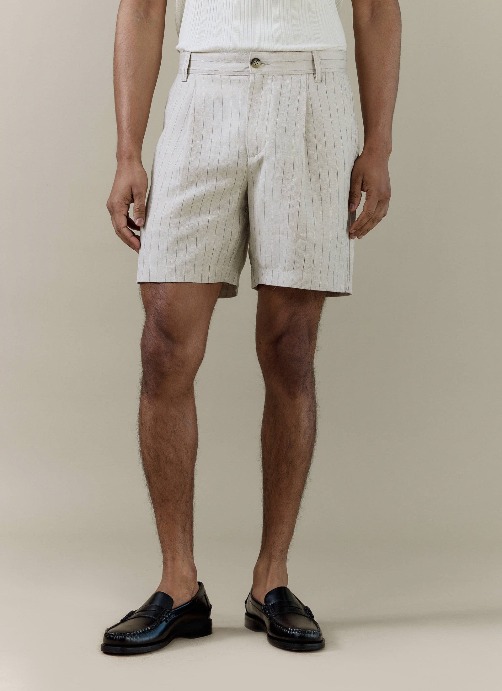 Striped Tailored Shorts Linen Blend