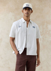 Lucia Embroidered Shirt | Cotton | Cream Stripe