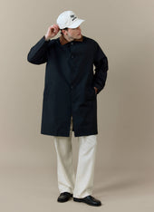 Cord Collar Relaxed Trench Coat | Cotton | Black