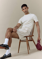 Pleated Tailored Shorts | Linen | Cream