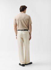 Contrast Trim Regular Knitted Shirt Wool Beige