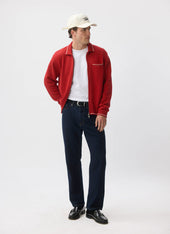 Gardner Dense Knitted Zip Cardigan Cotton Red