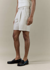 Striped Tailored Shorts Linen Blend