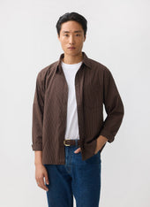 Clancy Striped Long Sleeve Shirt | Cotton | Brown