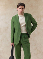 Tailored Linen Blazer | Suit Jacket | Forest