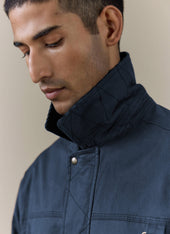 Wax Zip Jacket Cotton Navy