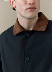 Cord Collar Relaxed Trench Coat | Cotton | Black