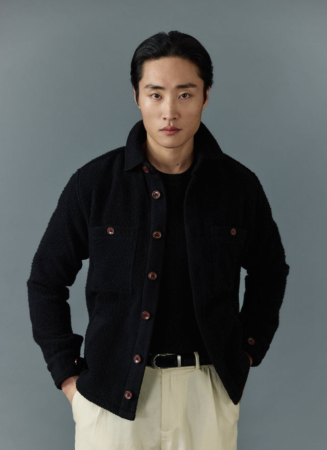 Blanket Overshirt | Casentino Wool | Black