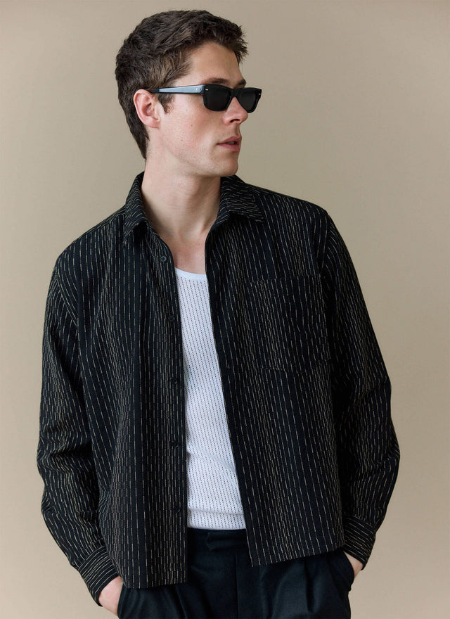 Leland Cuban Boxy Shirt | Cotton | Black