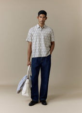 Pleated Denim Jeans | Cotton | Dark Indigo Blue