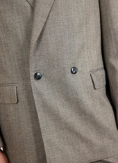 Tailored Double Breasted Blazer Herringbone Grey