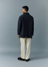 Men's Navy Sherlock Short Trench Coat | Waterproof | Midnight with Olive